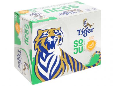 Thùng 20 lon bia Tiger Soju Wonder Melon vị dưa lưới 330ml